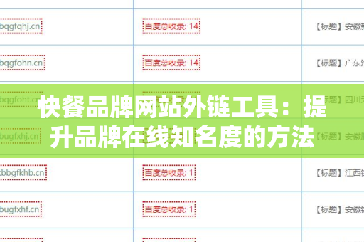 快餐品牌网站外链工具：提升品牌在线知名度的方法
