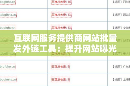 互联网服务提供商网站批量发外链工具：提升网站曝光率的利器