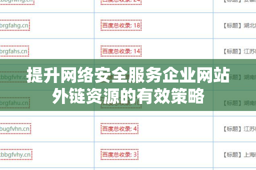 提升网络安全服务企业网站外链资源的有效策略