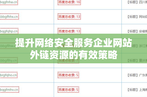 提升网络安全服务企业网站外链资源的有效策略