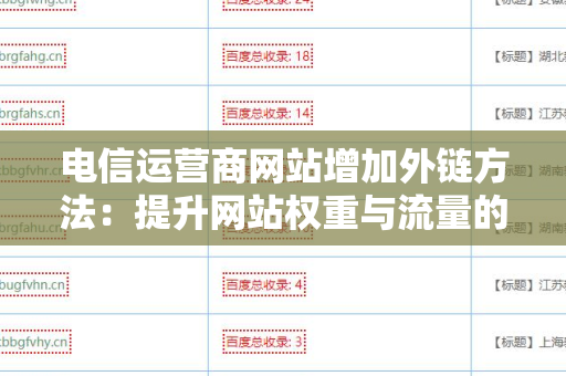 电信运营商网站增加外链方法：提升网站权重与流量的策略