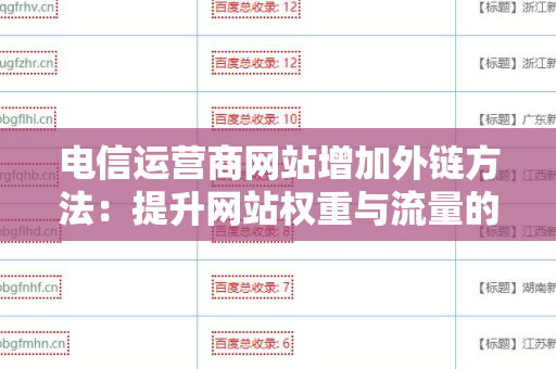 电信运营商网站增加外链方法：提升网站权重与流量的策略