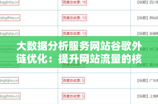 大数据分析服务网站谷歌外链优化：提升网站流量的核心策略