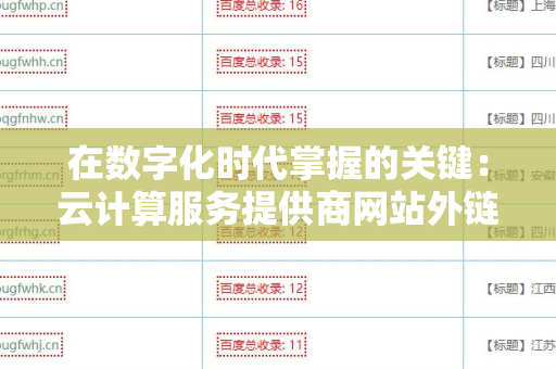 在数字化时代掌握的关键：云计算服务提供商网站外链工具
