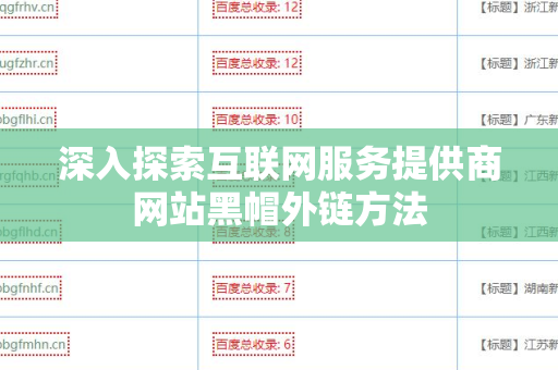 深入探索互联网服务提供商网站黑帽外链方法