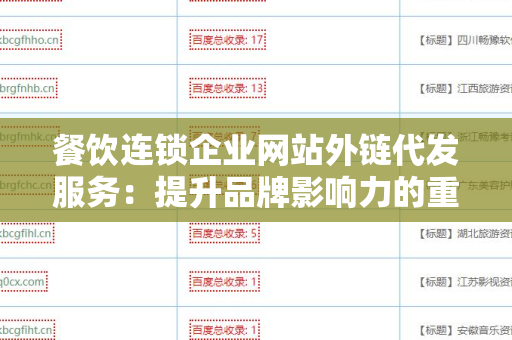 餐饮连锁企业网站外链代发服务：提升品牌影响力的重要策略
