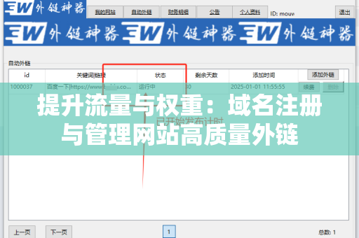 提升流量与权重：域名注册与管理网站高质量外链