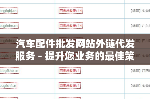 汽车配件批发网站外链代发服务 - 提升您业务的最佳策略