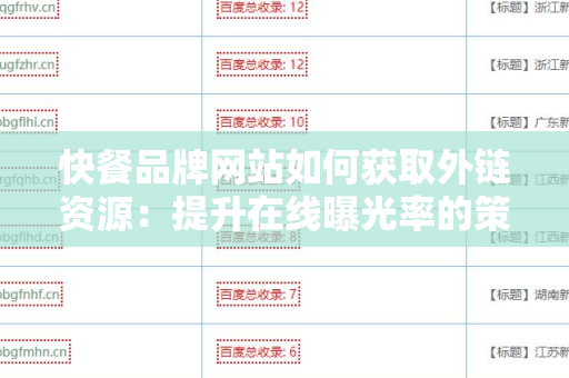 快餐品牌网站如何获取外链资源：提升在线曝光率的策略