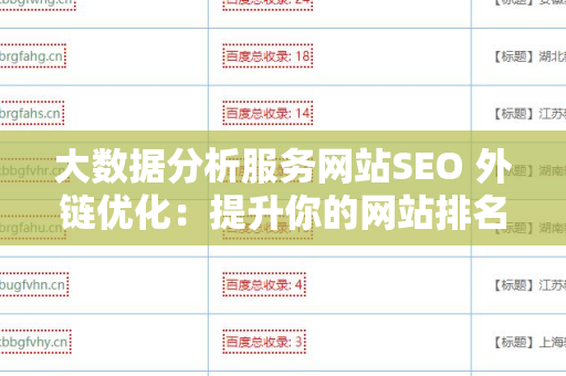 大数据分析服务网站SEO 外链优化：提升你的网站排名和流量