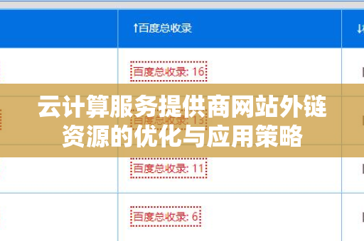 云计算服务提供商网站外链资源的优化与应用策略