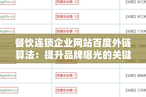 餐饮连锁企业网站百度外链算法：提升品牌曝光的关键策略