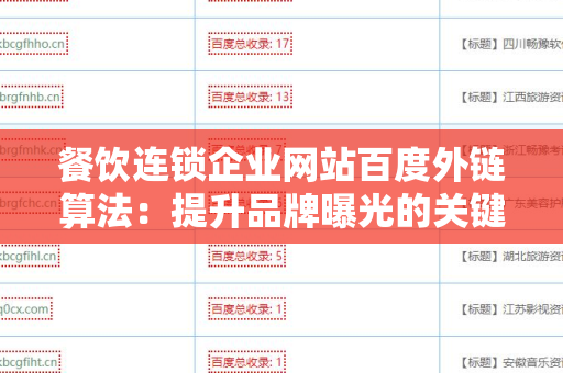餐饮连锁企业网站百度外链算法：提升品牌曝光的关键策略