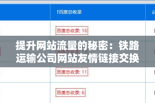 提升网站流量的秘密：铁路运输公司网站友情链接交换平台