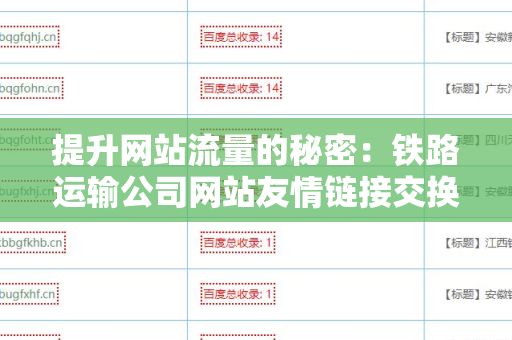 提升网站流量的秘密：铁路运输公司网站友情链接交换平台