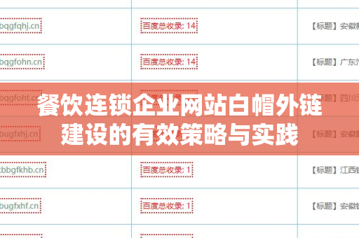 餐饮连锁企业网站白帽外链建设的有效策略与实践