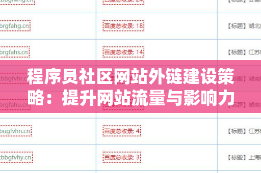 程序员社区网站外链建设策略：提升网站流量与影响力的有效方法