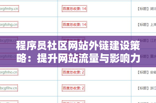 程序员社区网站外链建设策略：提升网站流量与影响力的有效方法
