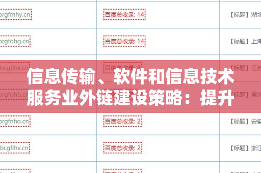 信息传输、软件和信息技术服务业外链建设策略：提升业务影响力的关键