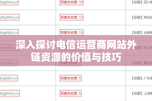 深入探讨电信运营商网站外链资源的价值与技巧