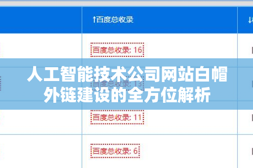 人工智能技术公司网站白帽外链建设的全方位解析
