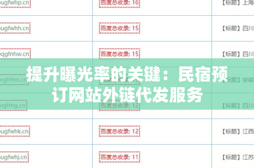 提升曝光率的关键：民宿预订网站外链代发服务