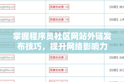 掌握程序员社区网站外链发布技巧，提升网络影响力