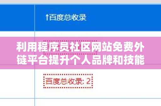 利用程序员社区网站免费外链平台提升个人品牌和技能