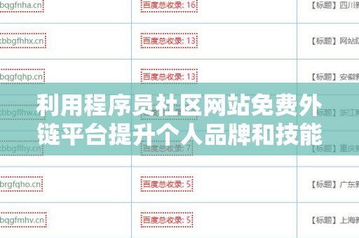 利用程序员社区网站免费外链平台提升个人品牌和技能