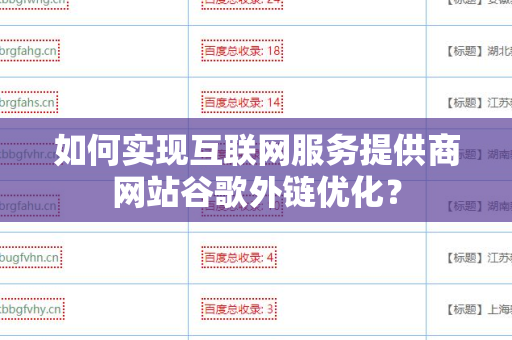 如何实现互联网服务提供商网站谷歌外链优化？