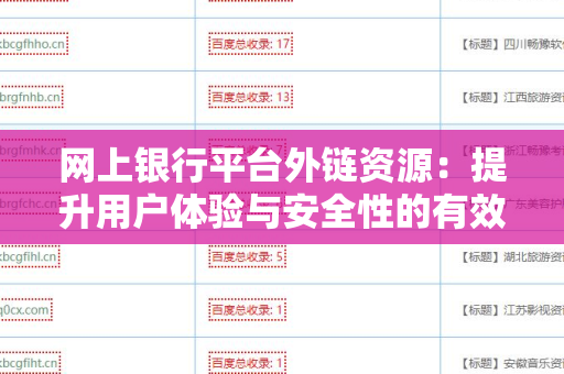 网上银行平台外链资源：提升用户体验与安全性的有效途径