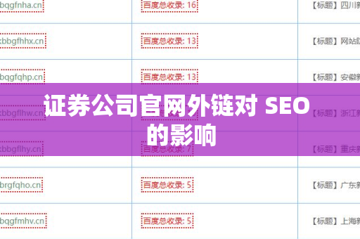 证券公司官网外链对 SEO 的影响
