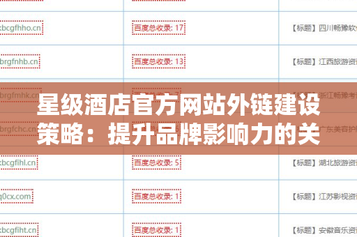 星级酒店官方网站外链建设策略：提升品牌影响力的关键之道