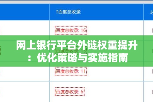 网上银行平台外链权重提升：优化策略与实施指南