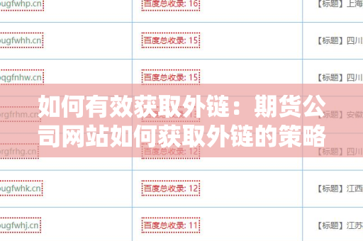 如何有效获取外链：期货公司网站如何获取外链的策略