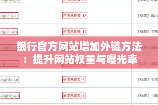 银行官方网站增加外链方法：提升网站权重与曝光率
