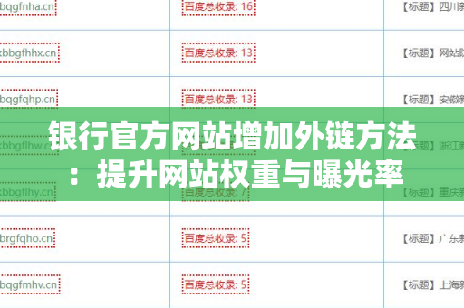 银行官方网站增加外链方法：提升网站权重与曝光率