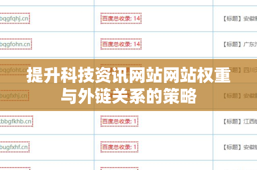 提升科技资讯网站网站权重与外链关系的策略