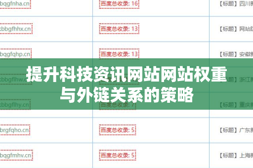 提升科技资讯网站网站权重与外链关系的策略