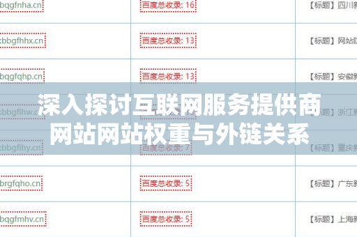 深入探讨互联网服务提供商网站网站权重与外链关系