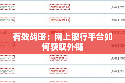 有效战略：网上银行平台如何获取外链
