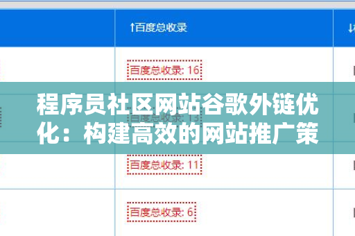 程序员社区网站谷歌外链优化：构建高效的网站推广策略