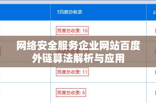 网络安全服务企业网站百度外链算法解析与应用