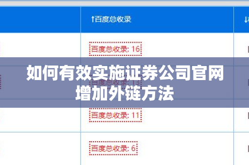 如何有效实施证券公司官网增加外链方法