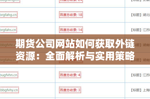 期货公司网站如何获取外链资源：全面解析与实用策略