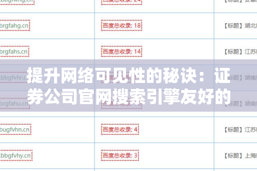 提升网络可见性的秘诀：证券公司官网搜索引擎友好的外链