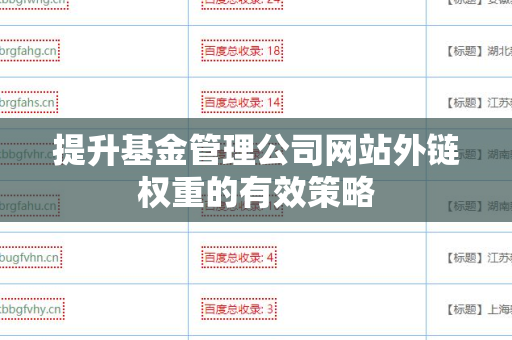 提升基金管理公司网站外链权重的有效策略