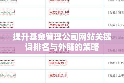 提升基金管理公司网站关键词排名与外链的策略