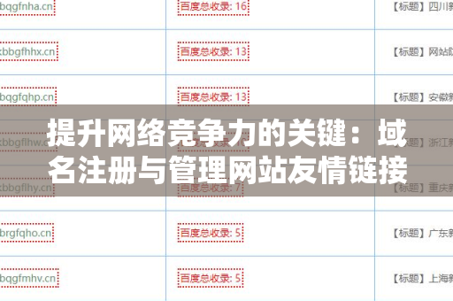 提升网络竞争力的关键：域名注册与管理网站友情链接交换平台