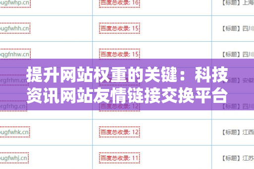提升网站权重的关键：科技资讯网站友情链接交换平台